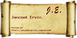 Jancsek Ervin névjegykártya