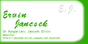 ervin jancsek business card